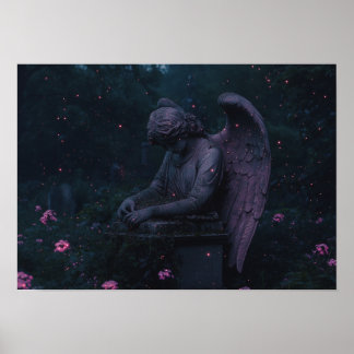 Póster El ángel doliente | Ruinas de cementerio biolumini