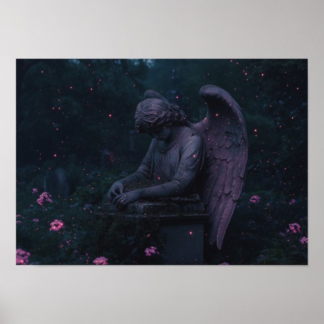 Póster El ángel doliente | Ruinas de cementerio biolumini (Frente)