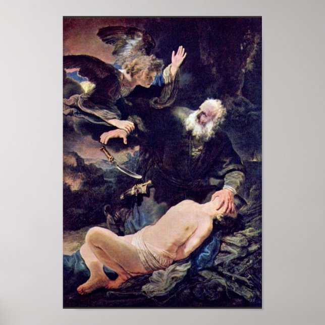 Póster El Ángel Impide El Sacrificio De Isaac, (Frente)