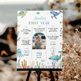 Póster El animal marino bajo el hito del cumpleaños del m