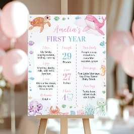 Póster El animal marino bajo el hito del cumpleaños del m