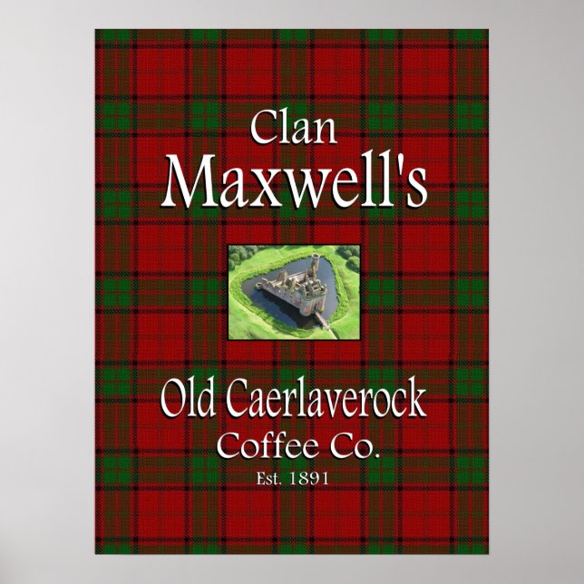 Póster El antiguo café Caerlaverock Co. del clan Maxwell. (Frente)