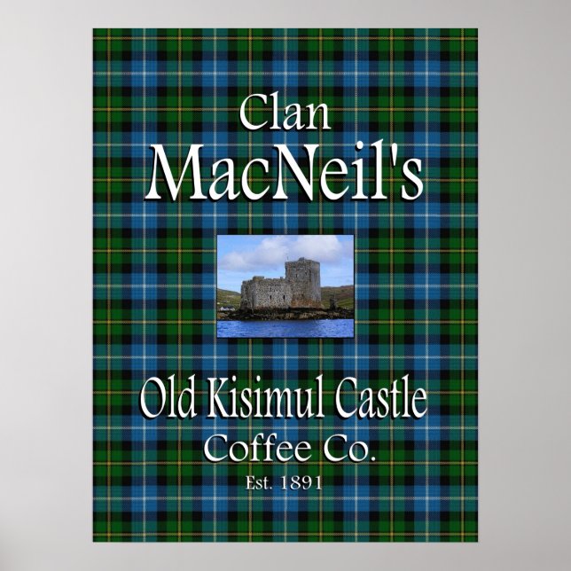 Póster El antiguo Castillo de Kisimul Coffee Co. de Clan  (Frente)