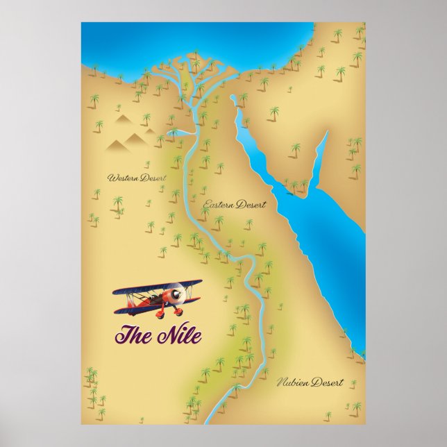 Póster El antiguo poster de mapas del estilo del Nilo (Frente)