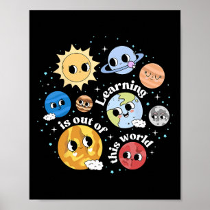 Póster El aprendizaje está fuera de este mundo Feliz prim