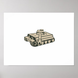 Póster El apuntar del tanque de Panzer del alemán de la