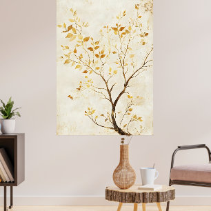 Póster El árbol con hojas doradas es un popular mural