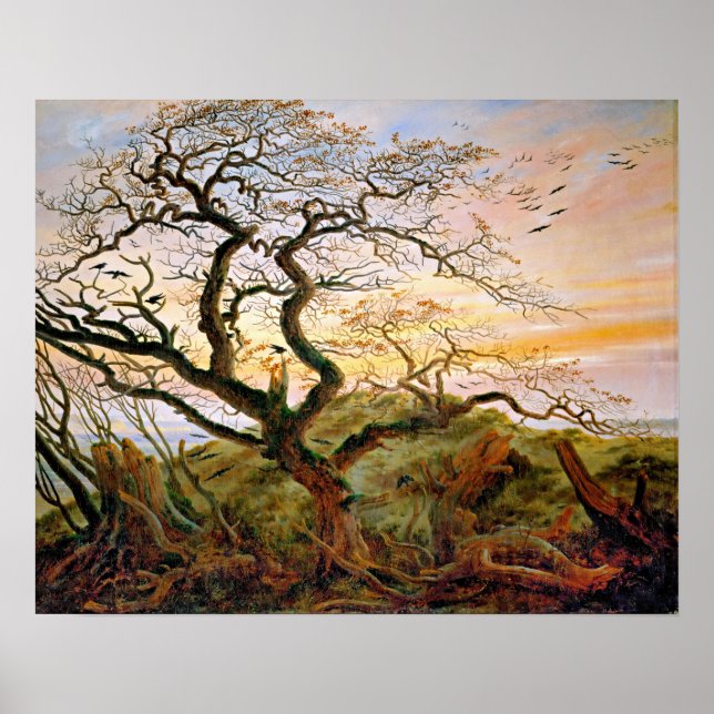 Póster El árbol de cuervos de Caspar David Friedrich (Frente)