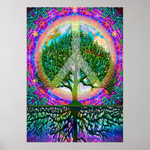 Póster El árbol de la paz mundial de la vida