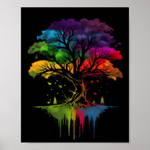 Póster El Árbol De La Vida Árbol Multicolor Cambiando Los