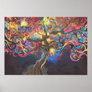 Póster El árbol de la vida en el Poster del tapiz nocturn