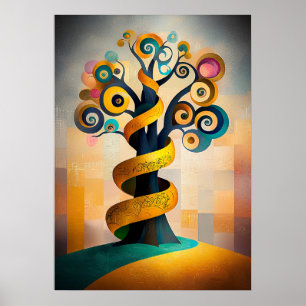 Póster El Árbol de la Vida - Visión Cubista Minimalista