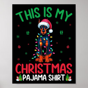 Póster El árbol de navidad feo Santa Doberman Pinscher