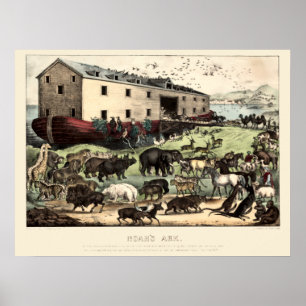 Póster El Arca de Noé vintage de Currier & Ives