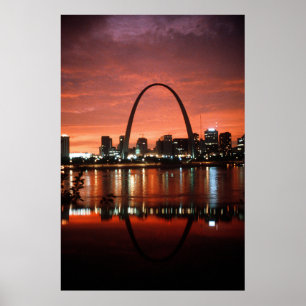 Póster El Arco de St. Louis en la fotografía del atardece