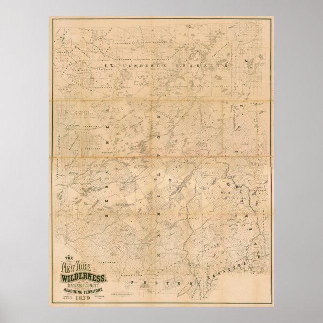 Póster El área salvaje de Nueva York. Mapa de 1879. (Frente)