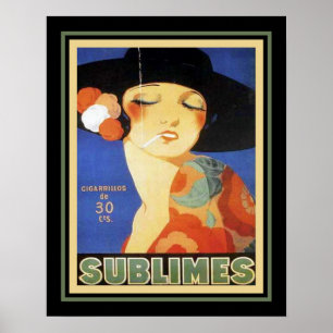 Póster el art déco de los años 20 "sublima" el cigarrillo