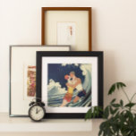 Póster El Art Deco Vintage ama el beso en las olas de la<br><div class="desc">Ilustracion vintage arte deco amor e imagen romántica con una pareja joven abrazándose y besándose bajo el surf,  una ola oceánica en la playa. Artista: George Barbier,  c. 1921.</div>