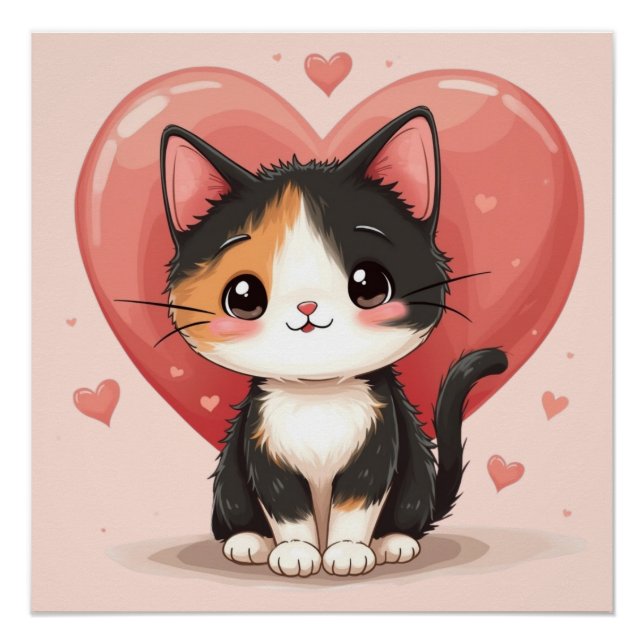 Póster El arte de Kawaii Valentine es un buen gato de Cal (Anverso)