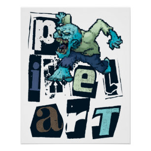 Póster El arte de los píxeles y el monstruo