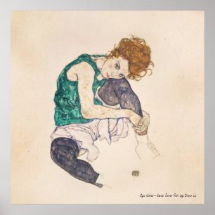 PÓSTER EL ARTE, EGON SCHIELE ASENTÓ A LA MUJER CON LAS