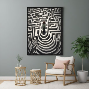 Póster El arte negro y blanco perdido en el laberinto