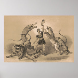 Póster El artista del circo se alza entre los animales vi
