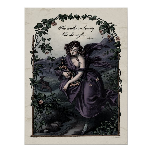 Póster El artista victoriano "Ella camina en belleza" bri (Anverso)