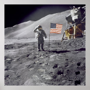 Póster El astronauta David Scott saluda al Poster de la b