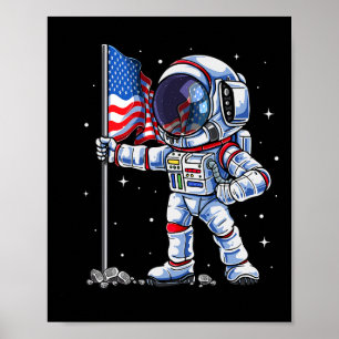 Póster El Astronauta Estadounidense De Julio, La Bandera