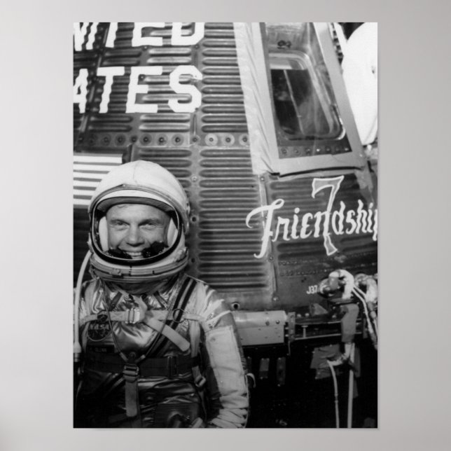 Póster El astronauta John Glenn posa junto a la Amistad 7 (Frente)