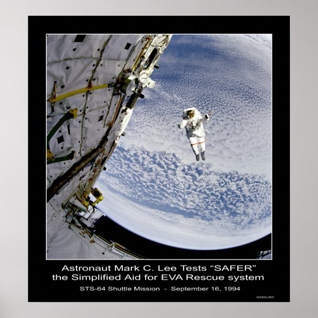 Póster El astronauta Mark C. Lee prueba sistema de rescat (Frente)
