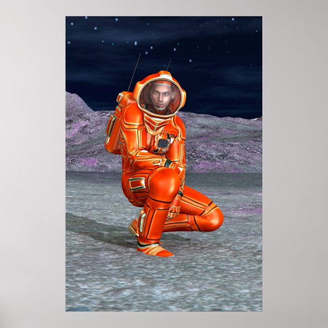 Póster El astronauta Marte, Explorador espacial en un pla (Frente)