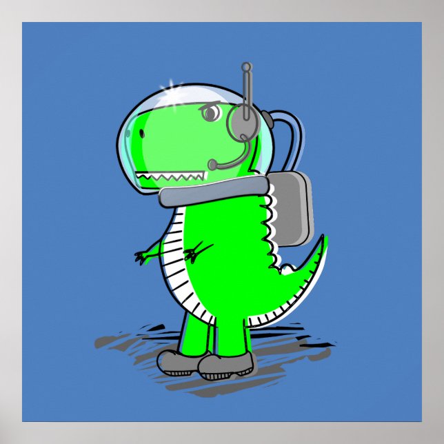 Póster El astronauta T-Rex Dinosaurio, rico y enojado (Frente)