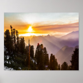 Póster El atardecer sobre el bosque