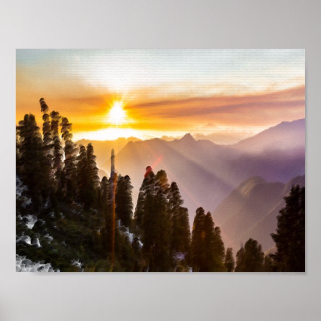 Póster El atardecer sobre el bosque (Frente)