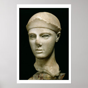 Póster El Atenea de Aegina, con casco, cabeza de un