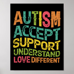 Póster El autismo acepta el apoyo Entender el amor difere