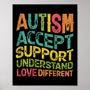 Póster El autismo acepta el apoyo Entender el amor difere