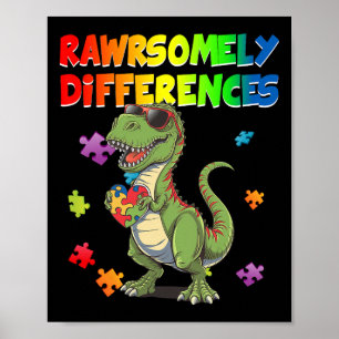 Póster El Autismo Amor A Los Dinosaurios Rex Muy Diferent