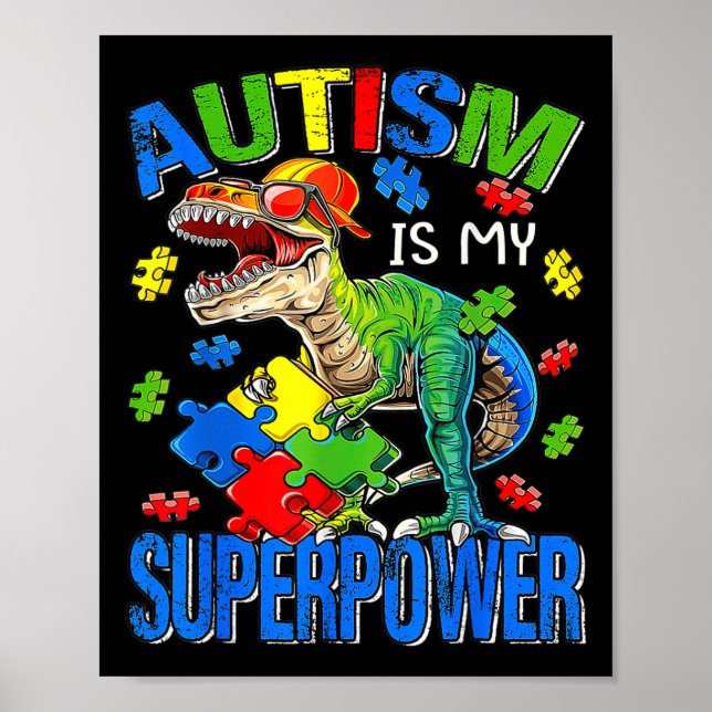 Póster El Autismo Es Mi Superpoder Autismo Concienciación (Frente)