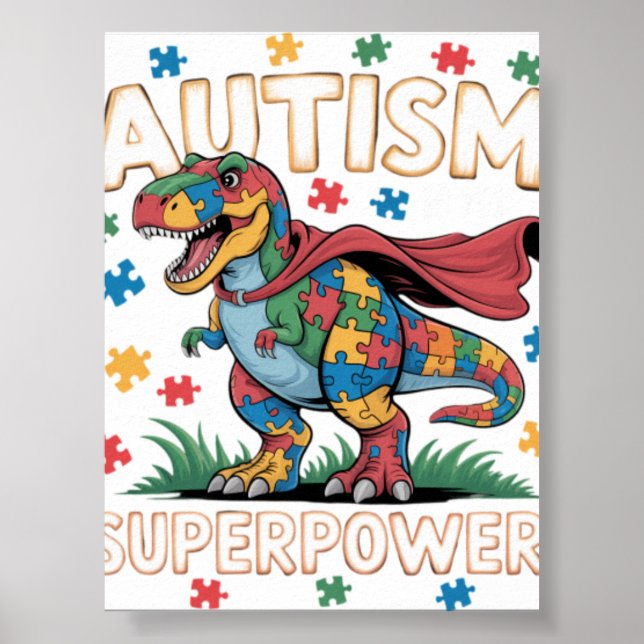Póster El autismo es mi superpoder Conciencia del autismo (Frente)