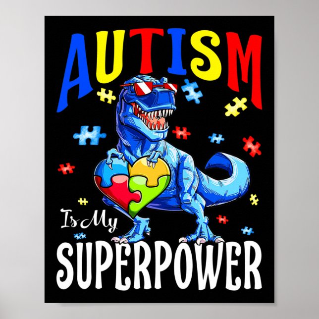 Póster El autismo es mi superpoder el dinosaurio de conci (Frente)