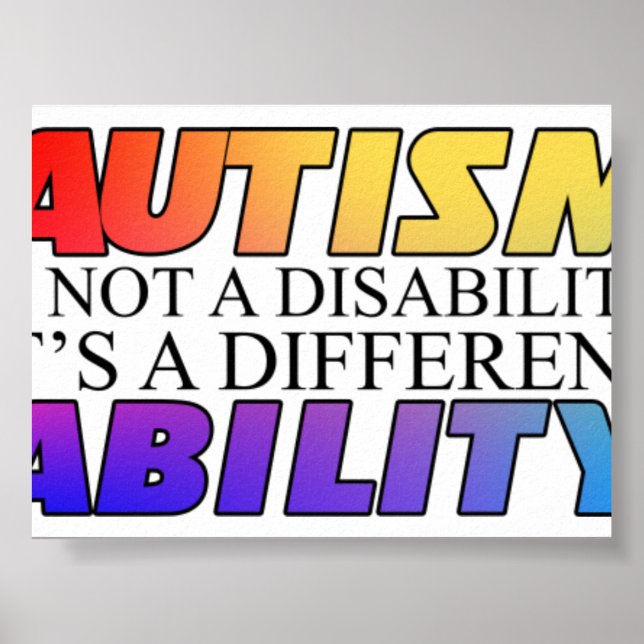 Póster El autismo no es una discapacidad Versión blanca (Frente)