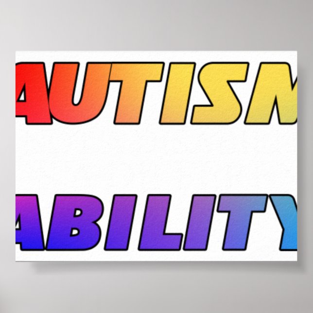 Póster El Autismo No Es Una Discapacidad Versión Negra (Frente)