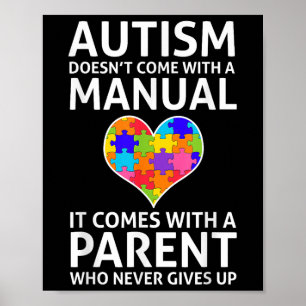 Póster El Autismo No Viene Con Un Autismo Manual Que Mamá