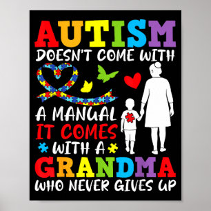 Póster El autismo no viene con un manual Abuela nunca da