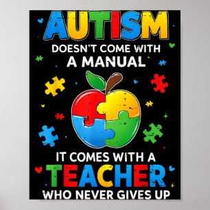 Póster El autismo no viene con un manual Conciencia del a