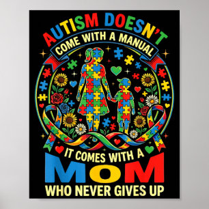 Póster El autismo no viene con un manual mamá autismo
