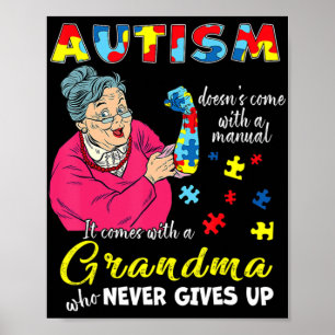Póster El autismo no viene con una abuela manual que neve
